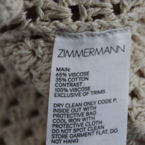 Zimmermann Top 6 Luminosity Crochet Knit Sheer Cream Balloon Boho Chic Romantic - Picture 11 of 11